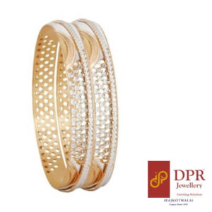 Striking Natures Skyline Designer Bangles featuring a classy 2nd tier rodium bangle line and meticulously placed rhodium diamond illusion dots, inspired by nature's colors and capturing attention with their unique charm.