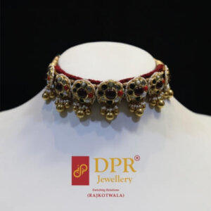 Navratna Traditional Aad Chokar Necklace with real nine gemstones and khakho pearl bandhai stud