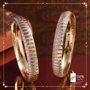 DNA Inspired Fancy Bangles Bling - Broad comfort fit and a mesmerizing DNA-inspired pattern make these bangles a sophisticated accessory. Created by DPR Jewellery.