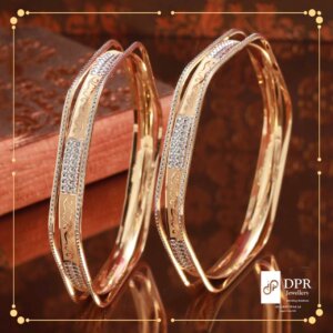 Hexagon Engraving Fusion Gold Bangle - A captivating blend of traditional artistry and modern design, featuring intricate patterns and skillful craftsmanship from DPR Jewellery.