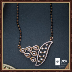 Artistic Rain & Sand Tanmaniya Diamond Mangalsutra - A masterpiece adorned with VVS EF diamonds, symbolizing eternal love and beauty, crafted by DPR Jewellery.