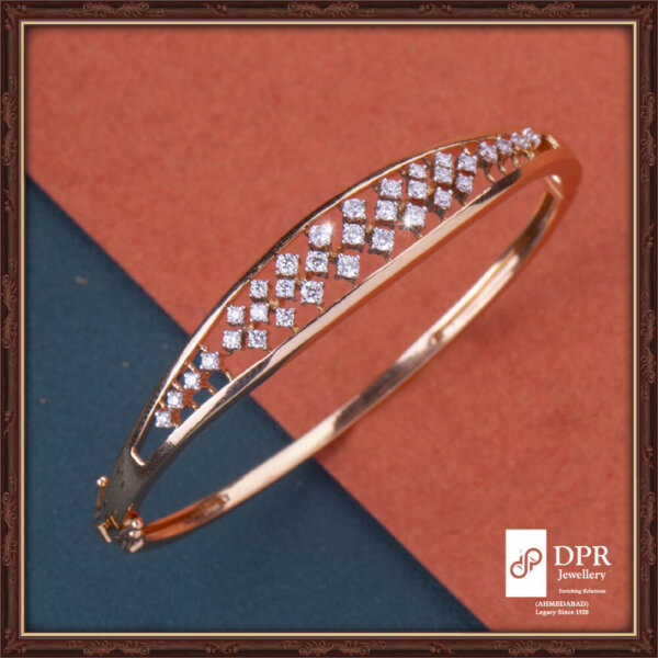 Flowing Water Stream Classy Real Diamond Bracelet Kada - A sleek and elegant bracelet adorned with sparkling diamonds, perfect for smart workwear.